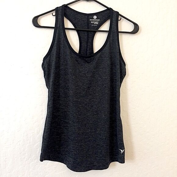 Old Navy Tops - Old Navy black and grey striped workout tank, women’s size small